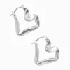 Silver-tone Abstract Heart Hoop Earrings
