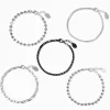 Silver-tone & Black Chain Bracelets - 5 Pack