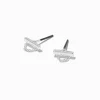 Silver-tone Bar Chain Stud Earrings