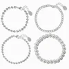 Silver-tone Bead & Pearl Bracelet Set - 4 Pack