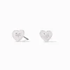 Silver-tone Bow White Heart Stud Earrings