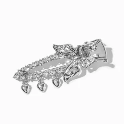 Silver-tone Butterfly Heart Hair Clip