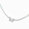 Silver-tone Butterfly Seed Bead Pendant Necklace
