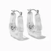 Silver-tone Clear Acrylic Square Oblong Hoop Earrings