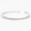 Silver-tone Criss Cross Rhinestone Slim Cuff Bracelet