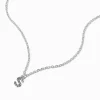 Silver-tone Crystal Block Letter Initial Pendant Necklace - S