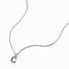 Silver-tone Crystal Block Letter Initial Pendant Necklace - C