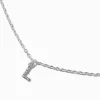 Silver-tone Crystal Block Letter Initial Pendant Necklace - L