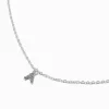 Silver-tone Crystal Block Letter Initial Pendant Necklace - A