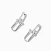 Silver-tone Crystal Chain Link Drop Earrings