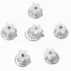 Silver-tone Crystal Floral Hair Spinners - 6 Pack