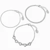 Silver-tone Crystal Heart Bracelet Set - 3 Pack