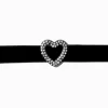Silver-tone Crystal Heart Pendant Black Velvet Choker Necklace