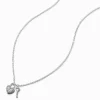Silver-tone Crystal Lock & Key Pendant Necklace