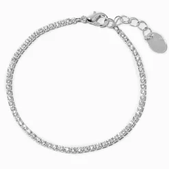 Silver-tone Cubic Zirconia Tiny Tennis Bracelet