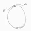 Silver-tone Cubic Zirconia Mixed Geometric Bolo Bracelet