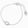 Silver-tone Cubic Zirconia Halo Chain Bracelet