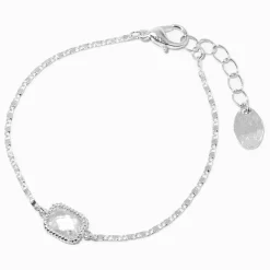 Silver-tone Cubic Zirconia Halo Chain Bracelet