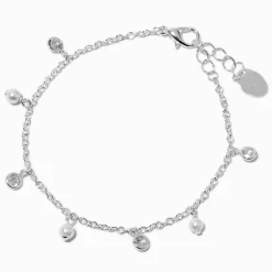 Silver-tone Cubic Zirconia & Pearl Confetti Bracelet