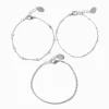 Silver-tone Cubic Zirconia Confetti Chain Bracelets- 3 Pack