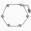 Silver-tone Cubic Zirconia Clover Chain Bracelet