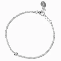 Silver-tone Cubic Zirconia Bezel Laser Cut Bracelet