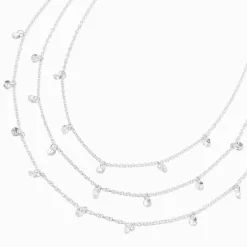 Silver-tone Cubic Zirconia Confetti Multi-Strand Necklace