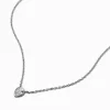 Silver-tone Cubic Zirconia Teardrop Pendant Necklace