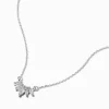 Silver-tone Cubic Zirconia Leaf Arch Pendant Necklace