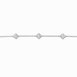 Silver-tone Cubic Zirconia Clover Choker Necklace