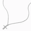 Silver-tone Cubic Zirconia Cross Pendant Necklace