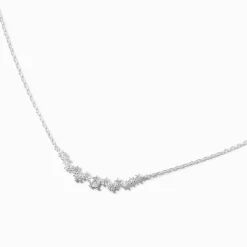 Silver-tone Cubic Zirconia Arch Pendant Necklace
