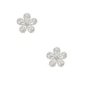 Silver-tone Cubic Zirconia Mini Flower Stud Earrings