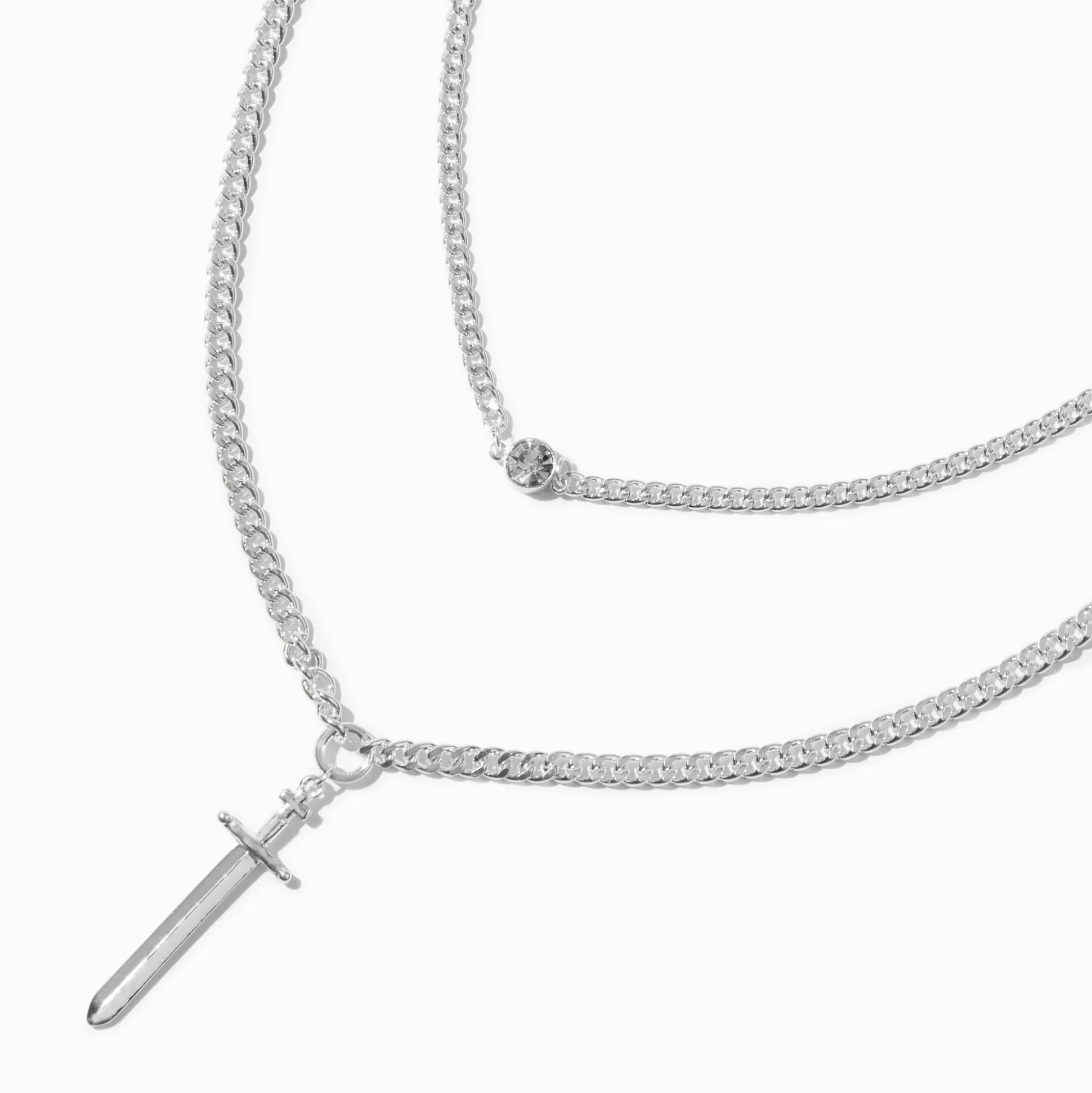 Silver-tone Dagger Multi-Strand Necklace