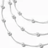 Silver-tone Delicate Pearl Multi-Strand Choker Necklace