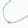 Silver-tone Evil Eye Seed Bead Pendant Necklace
