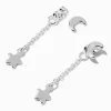 Silver-tone Front & Back Celestial 1" Linear Drop Earrings
