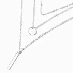 Silver-tone Geometric Multi-Strand Necklace