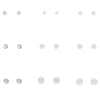Silver-tone Graduated Crystal Pearl Stud Earrings - 9 Pack