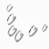 Silver-tone Graduated Embellished Huggie Hoop Earring Stackables Set - 3 Pack