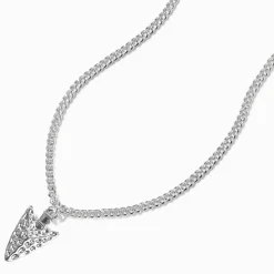 Silver-tone Hammered Arrowhead Pendant Necklace