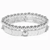 Silver-tone Herringbone Stretch Bracelets - 2 Pack