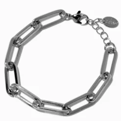 Silver-tone Large Paper Clip Chain Bracelet
