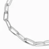 Silver-tone Large Paperclip Short Chain Necklace
