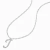 Silver-tone Large Script Initial Pendant Necklace - J