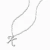 Silver-tone Large Script Initial Pendant Necklace - K