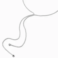 Silver-tone Laser Cut Cubic Zirconia Y-Neck Necklace