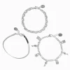 Silver-tone Lock & Key Snake Chain Bracelets - 3 Pack