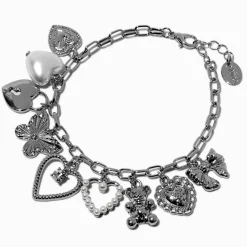 Silver-tone Maximalist Charm Chain Bracelet