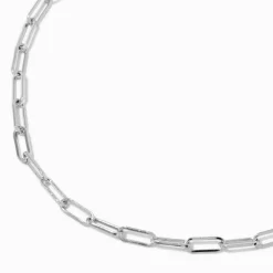 Silver-tone Medium Paperclip Short Chain Necklace